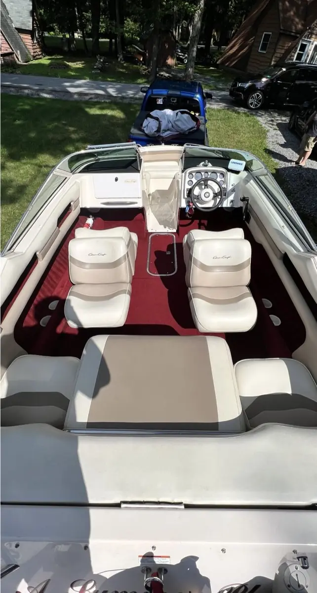 The same cockpit after detailing, with clean seats and carpet